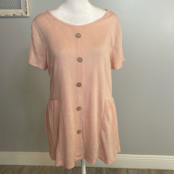 [BESTAGE] Pink Button Top - Size Large NWT - Picture 1 of 3